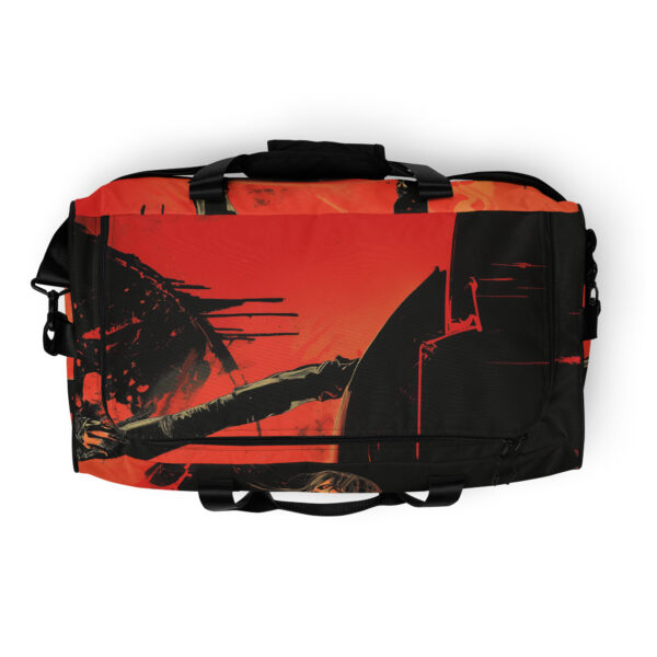 eine grosse Tasche mit Zips mit einem Rockstar aufgedruckt, cool und individuell