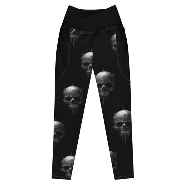 V-Bund-Leggings mit Taschen “Metalskull”