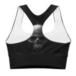 Sport-BH “Metalskull” schwarz mit einem Skull drauf, von hinten